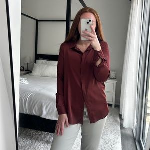 Silk Burnt Orange Button Down